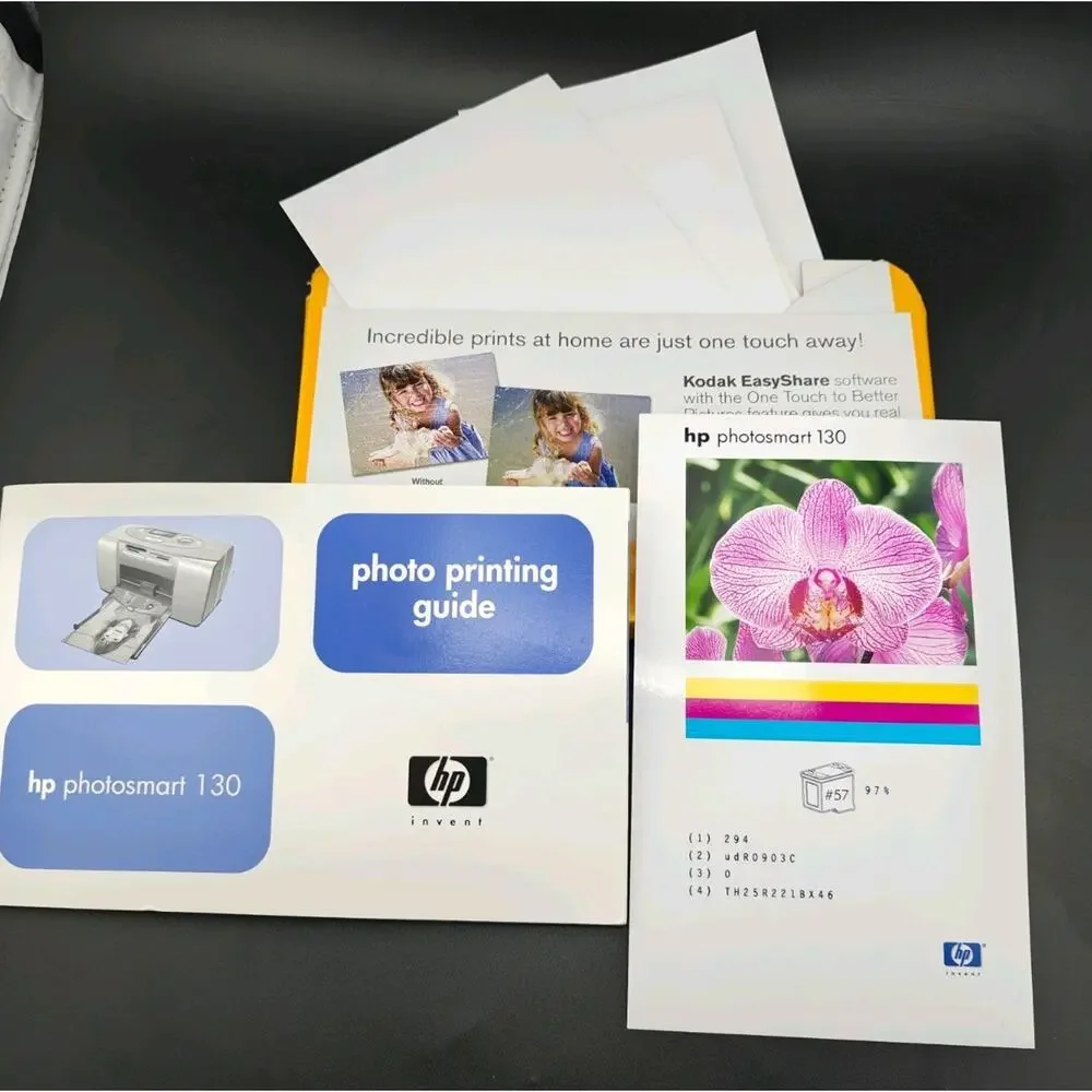 HP Photosmart 130 Compact Photo Printer Tested Working Bundle New Ink Cartridge